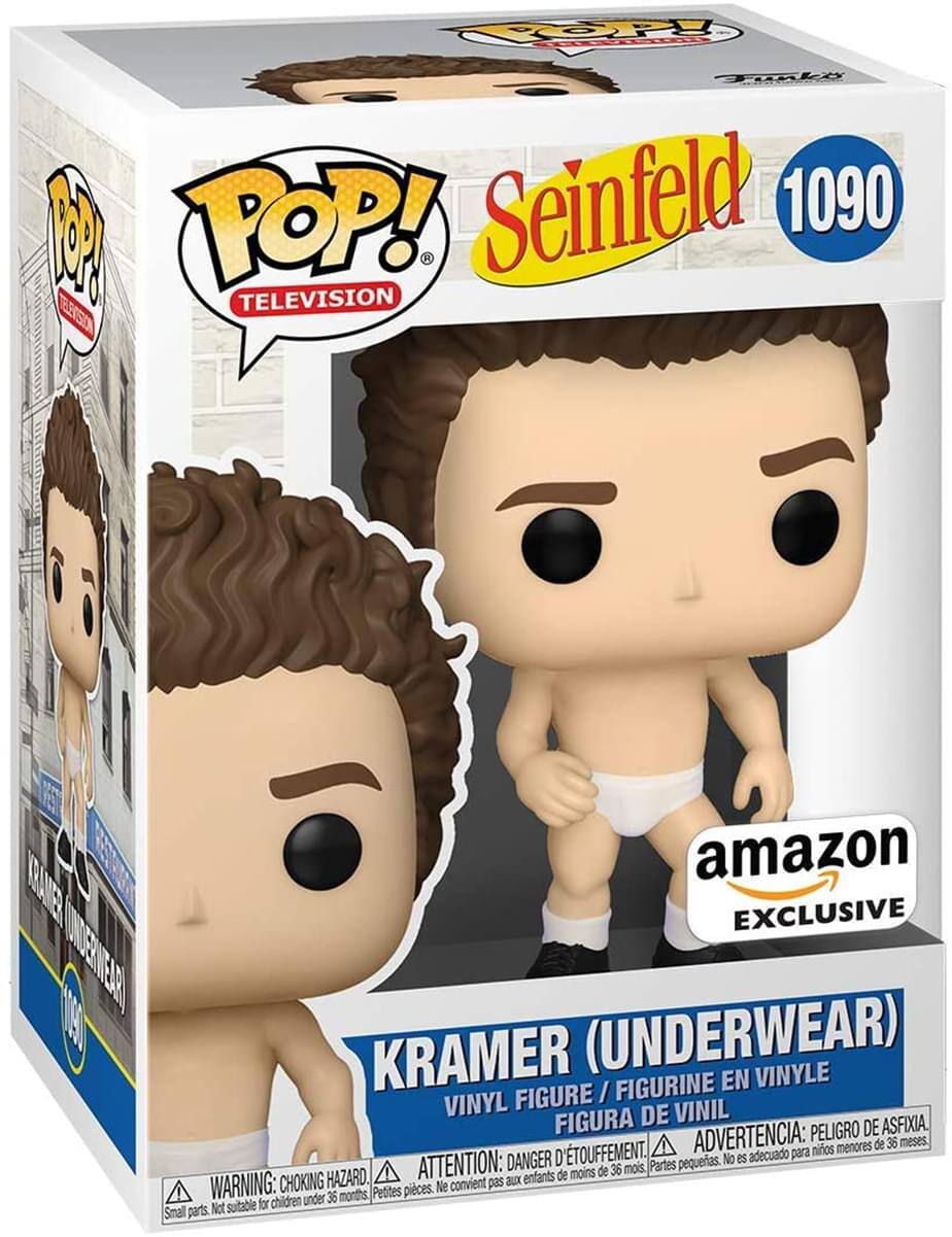 **TOP POP! Seinfeld 1090 TELEVISION**

**KRAMER (UNDERWEAR) VINYL FIGURE / FIGURINE EN VINYLE / FIGURA DE VINIL**

**amazon EXCLUSIVE**

**WARNING: CHOKING HAZARD. Small parts. Not suitable for children under 36 months.**

**ATTENTION: DANGER D'ÉTOUFFEMENT. Petites pièces. Ne convient pas aux enfants de moins de 36 mois.**

**ADVERTENCIA: PELIGRO DE ASFIXIA. Partes pequeñas. No es adecuado para niños menores de 36 meses.**