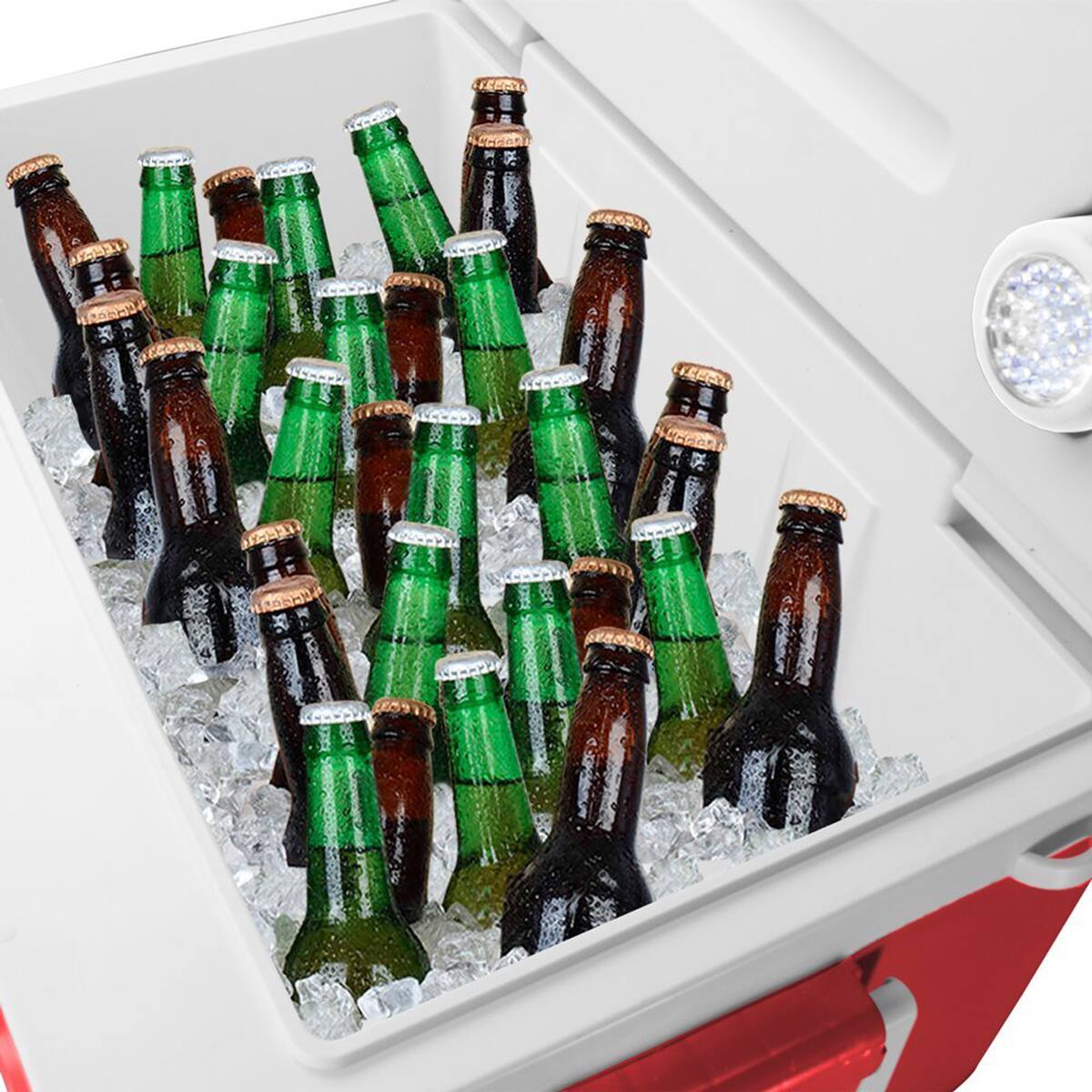 Alt View 8. Tunes2Go - 40-Quart Wheeled KoolMAX Cooler with Bluetooth Speaker System and  Power Station – The Ultimate Party Companion! - Red.