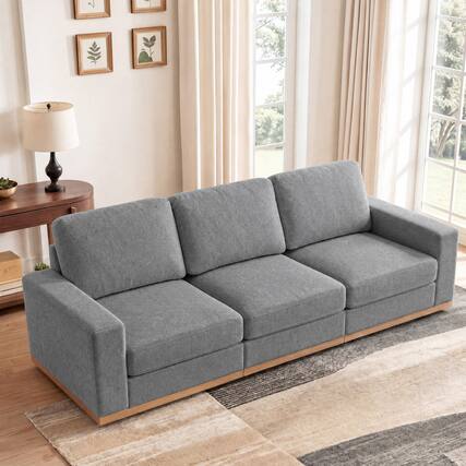 Front. Dyonery - Dyonery High Stretch Sofa for 3 Cushion Couch Sofa Slipcovers, with Drawstring Anti Slip Bottom, Soft Fabric - Gray.