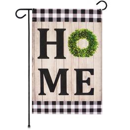 G128 - Garden Flag Home Sweet Home Wreath — 12 x 18 in Printed Burlap Polyester - Assorted Colors