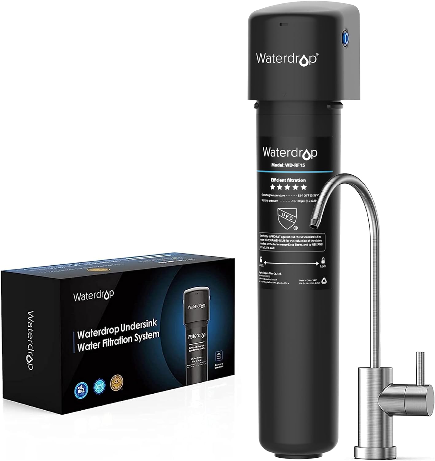 Waterdrop Waterdrop Model WD-RF15 Efficient filtration System Iperatun -y IS - M - Otpr 7 UPC 10 - 1 - S ANS Sanatera a A - te - - d - de n_o Cata Sa - . Gad a - Waterdrop Waterdrop Undersink Waterdrop Filtration System Water nasedio weaerdg
