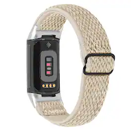 StrapsCo - Comfort Stretch Band Elastic Nylon Watch Strap For Fitbit Charge 6 - Beige