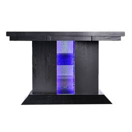 Manhattan Lane - Wooden Dining Table with Pedestal Base Legs and LED Light - Black