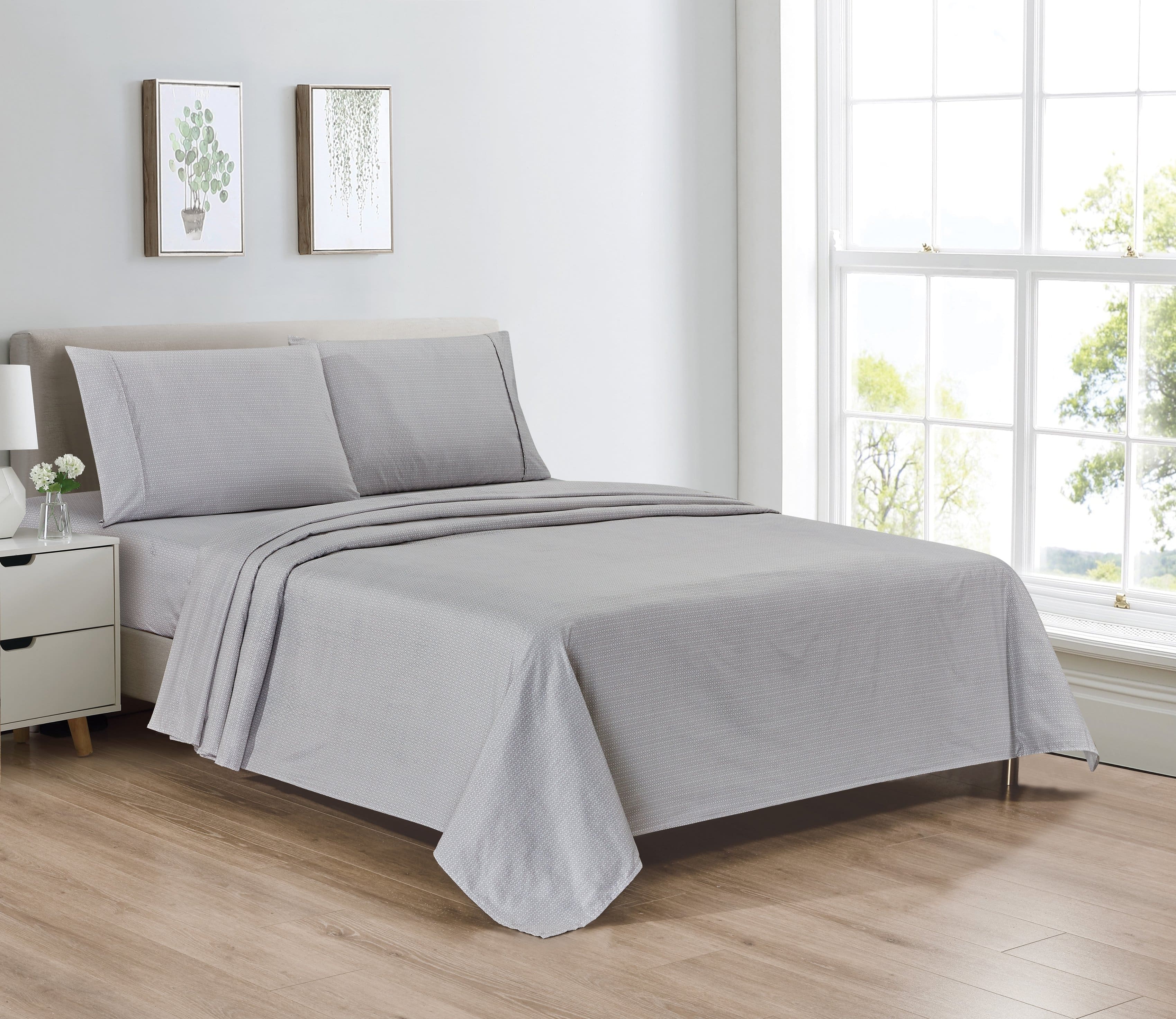 Bibb Home - Egyptian Luxury 1800 Count Printed 4 Piece Sheet Set - Silver Diamonds price history on PriceWatchPro