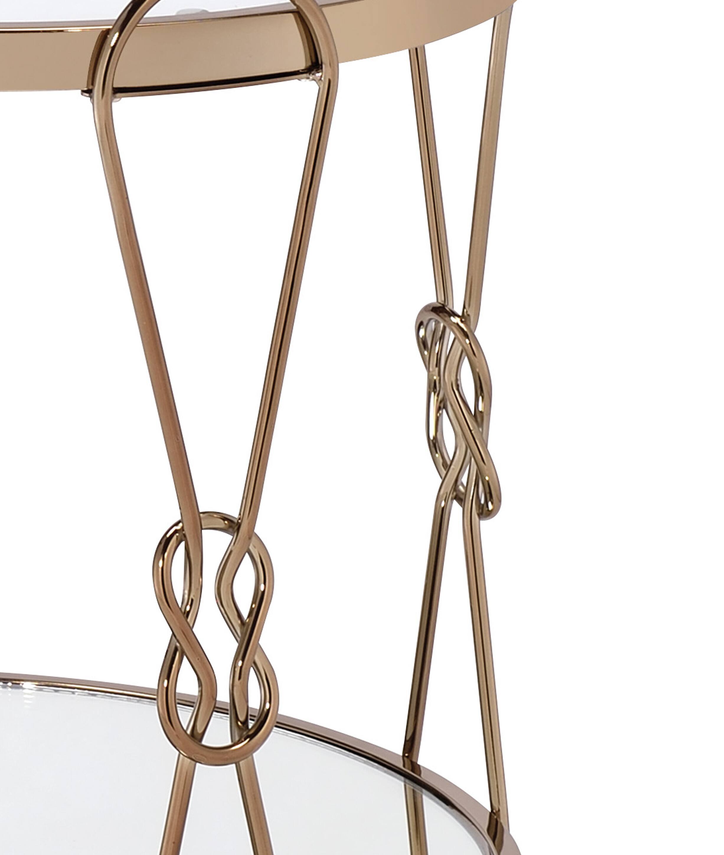 Alt View 2. Manhattan Lane - Metal End Table with Mirrored Top and 1 Bottom shelf - Gold and Clear.