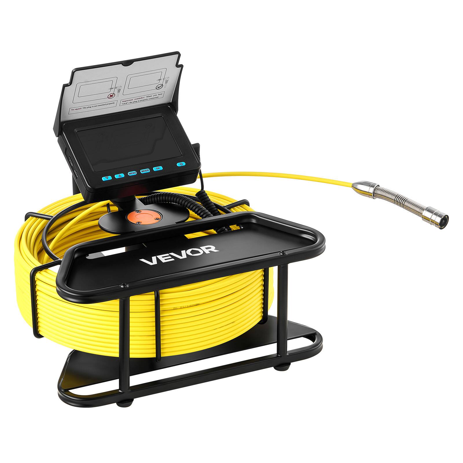 Alt View 5. VEVOR - Sewer Camera, 98 ft/30m, 4.3" Drain Inspection Camera, IP68 Waterproof Snake Plumbing Camera with Lights - 6 Adjustable - Yellow;Black.