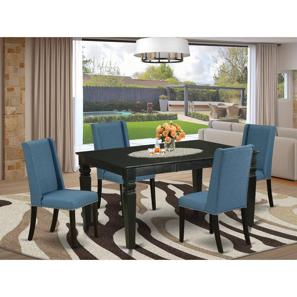 Back. East West Furniture - Dining Room Set Black - Brown.