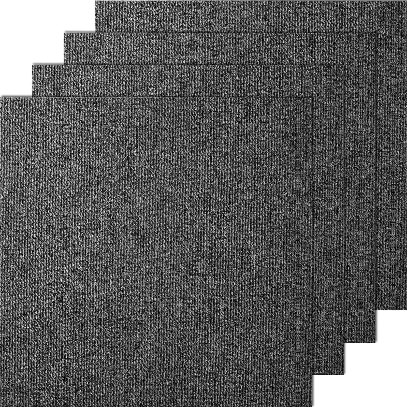 VEVOR - Carpet Tiles Reusable, 20"x 20" Carpet Squares With Padding Attached, Soft Padded Carpet Tiles, Easy Install DIY - Dark Gray