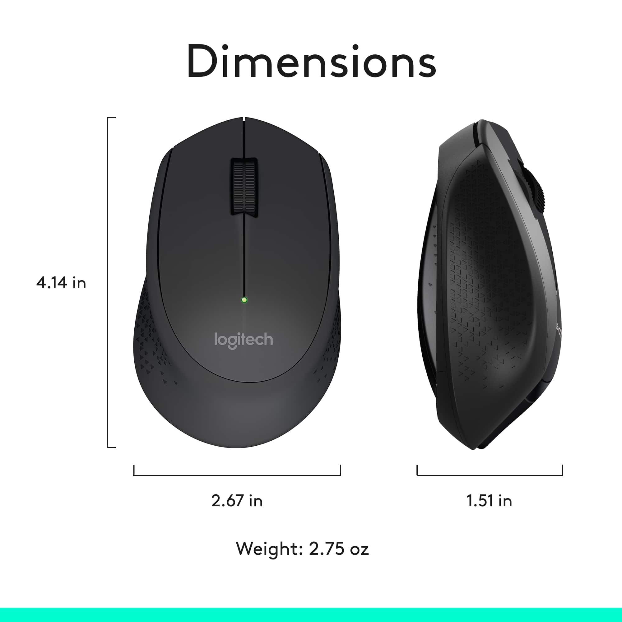 Dimensions: 4.14 in (10.5 cm) x 2.67 in (6.78 cm) x 1.51 in (3.84 cm)
Weight: 2.75 oz (7.99 g)