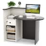 Gymax - Front Reception Counter Desk Checkout Office Desk w/Open Shelf & Lockable Drawer - Black, White
