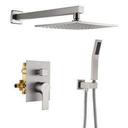 Boyel Living - Shower Set with 10 Inch Rain Shower Head and Hand Shower cUPC Pressure Balance Valve - Brushed Nickel