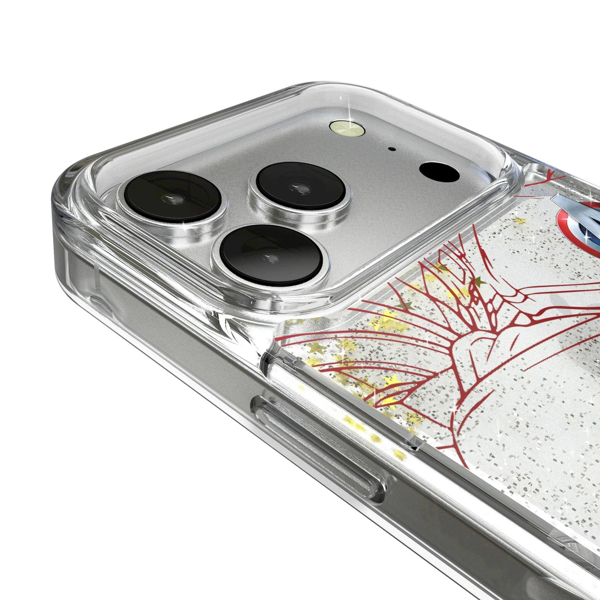 Left. Keyscaper - Marvel MechLine Glitter Phone Case - Apple iPhone 17 Pro - Captain America.