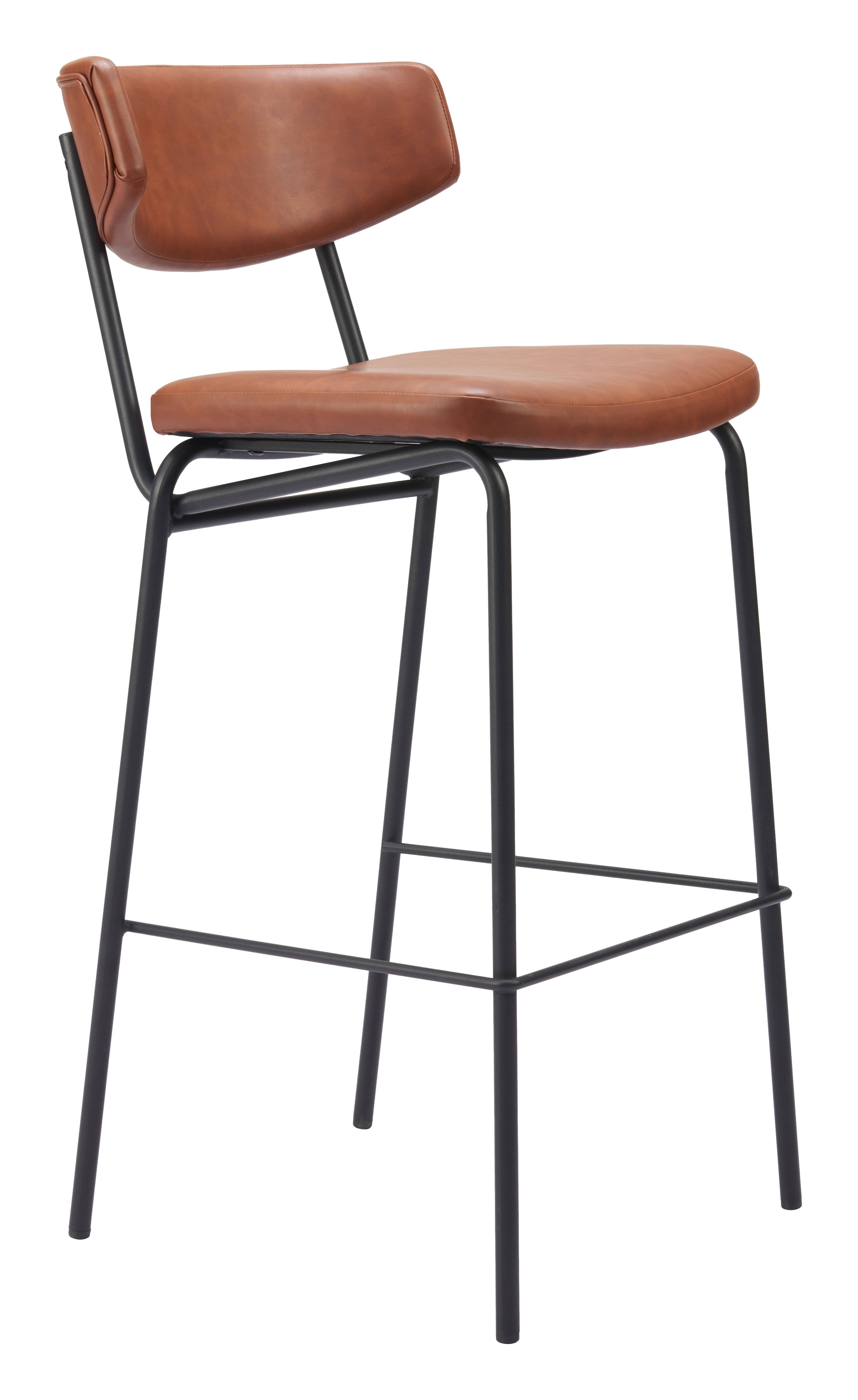 Front. Hivvago - Charon Barstool (Set of 2) Vintage Brown - Vintage Brown.
