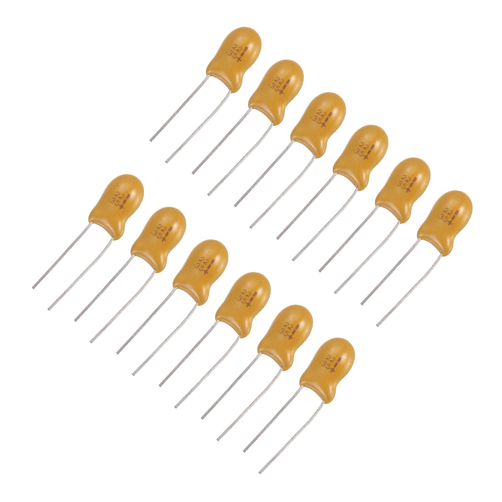 Unique Bargains - Tantalum Capacitor 22uF 35V Yellow Radial Dipped, for Circuit Boards/DIY/Computer, 12pcs - Orange price history on PriceWatchPro