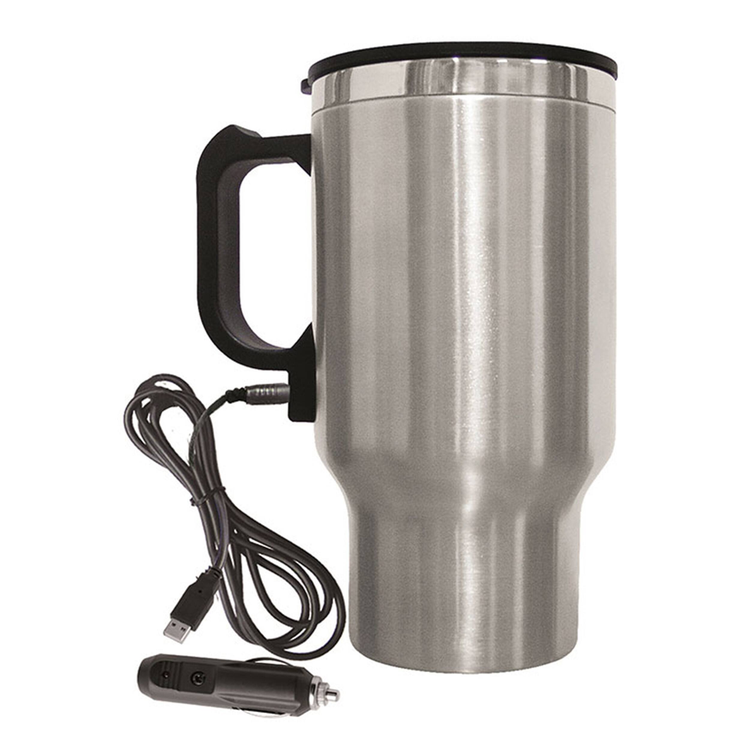 Front. Brentwood - Brentwood Electric Coffee Mug with Wire Car Plug - Silver.