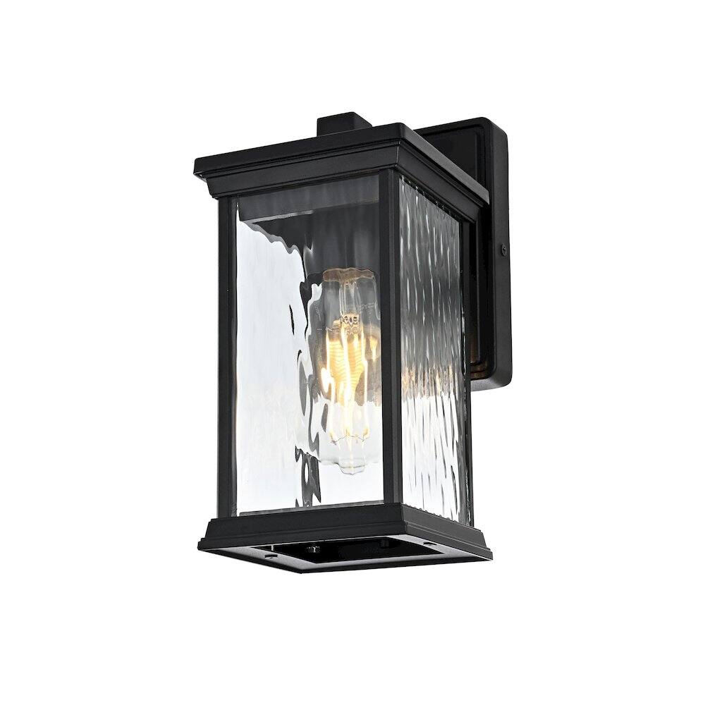 Left. Elegant Lighting - Mascher 7 inch Outdoor Pendant in Black - Black.