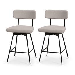 Gymax - Bar Stools Set of 2 Modern Upholstered 360ºSwivel Bar Chairs 25'' Counter Height Barstools - Beige