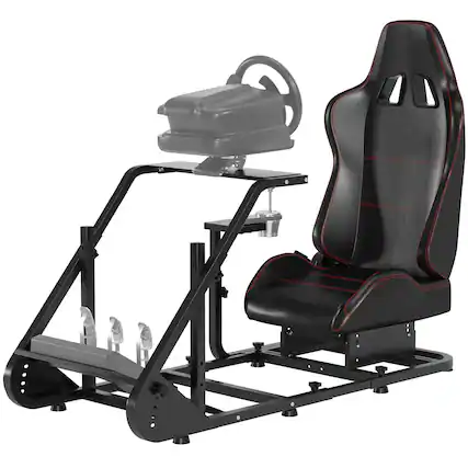 Front. Topteng - Heavy-Duty Racing Simulator Cockpit-Adjustable Carbon Steel Stand,Foldable Design,Frame&Seat Only, for Logitech G29/G920 - Black.