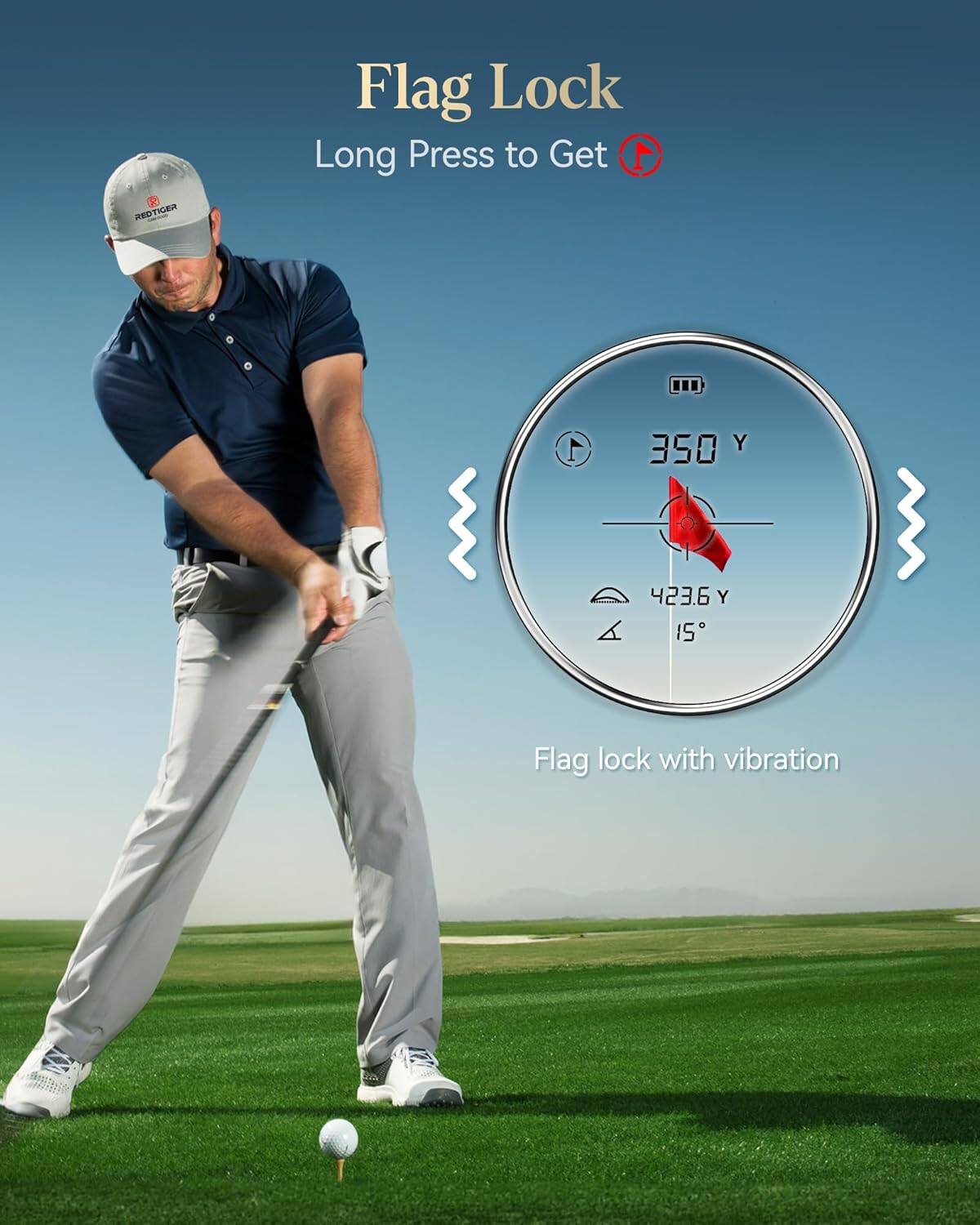 REDTIGER

Flag Lock  
Long Press to Get

350 Y  
423.6 Y  
15°

Flag lock with vibration