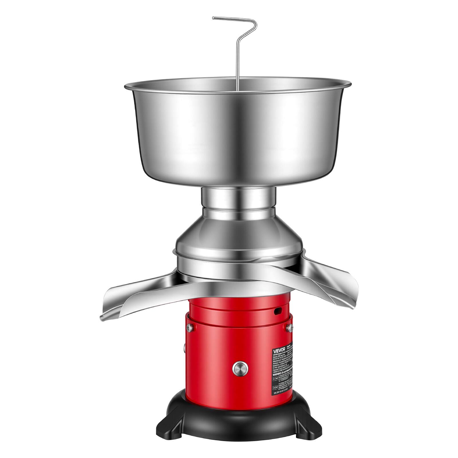 Alt View 5. VEVOR - Electric Milk Cream Separator, 60L/H Output 10500RPM Milk Cream Centrifugal Separator, 304 Stainless Steel Goat Cow Milk - Silver + Red.