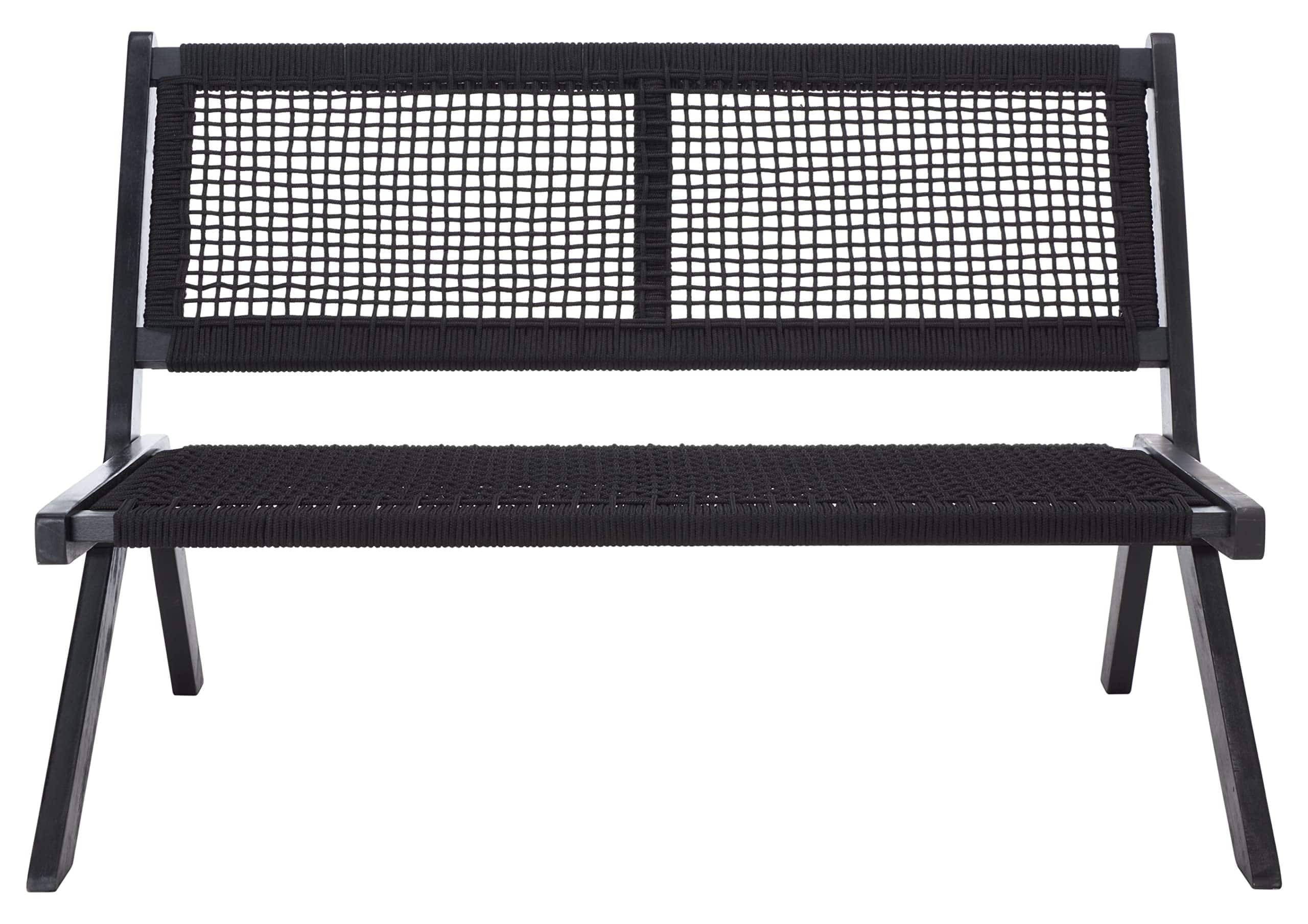 JETRANSPORT - Outdoor Collection Kobina Wood natural Rope Foldable Bench (fully Assembled) - Black Black