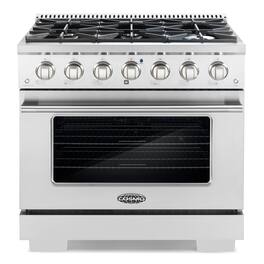 COSMO - COS-GRP366 36 in. Vista Collection 4.5 cu. ft. Gas Range, 6 Burners, Convection Oven, LED Light Panel - Stainless Steel