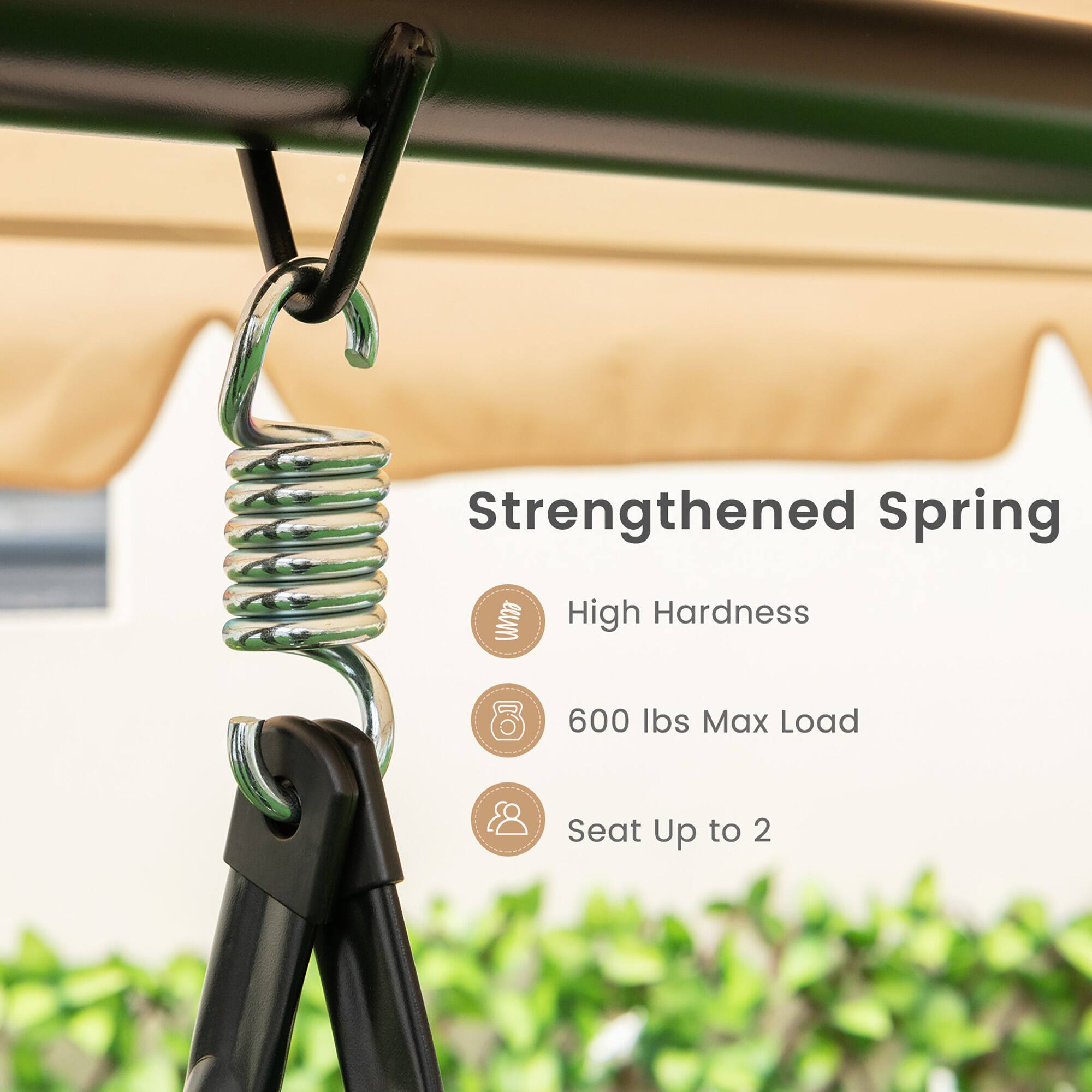 Alt View 9. Gymax - Gymax Outdoor Swing Chair Glider Patio Hammock Converting Flatbed w/ Adjustable Canopy - Beige.