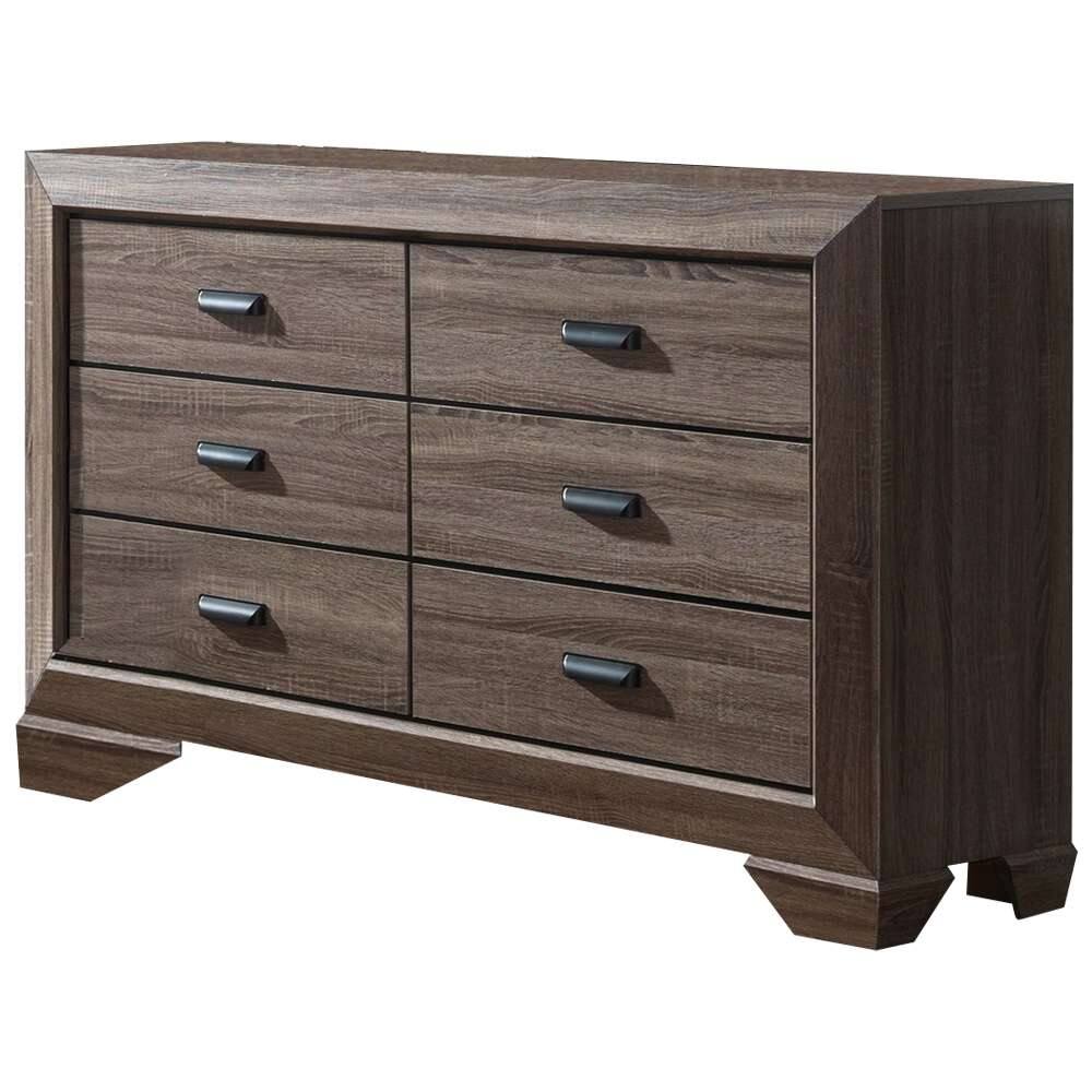 Angle. Kings Brand Furniture - Kings Brand Furniture Kerry Wood 6-Drawer Dresser with Mirror. - Brown.