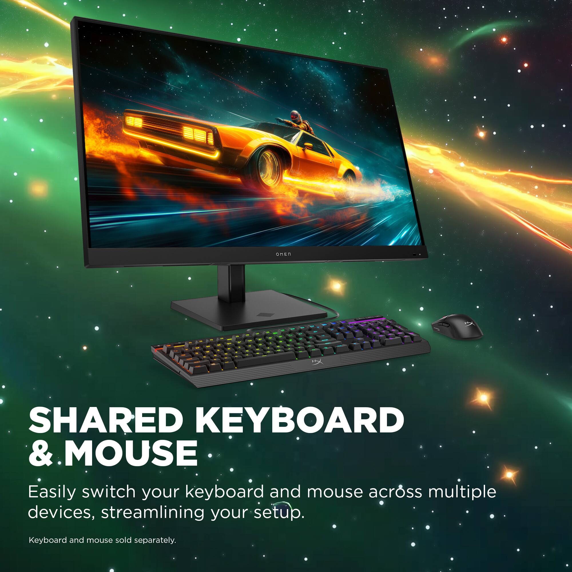SHARED KEYBOARD & MOUSE

Easily switch your keyboard and mouse across multiple devices, streamlining your setup.

Keyboard and mouse sold separately.