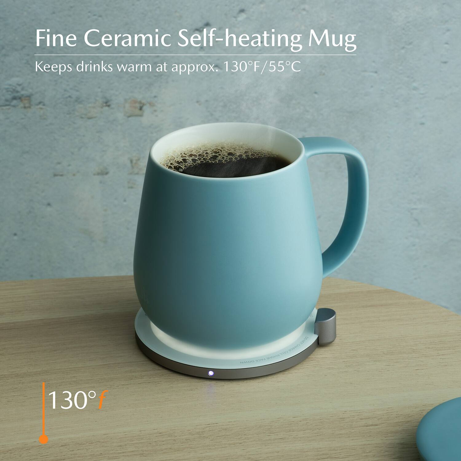 Fine Ceramic Self-heating Mug  
Keeps drinks warm at approx. 130°F/55°C