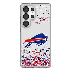 Front. Keyscaper - Buffalo Bills Galaxy Clear Case with Confetti Design - S22 - Multicolor.