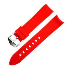 Front. Kitcheniva - 18mm Soft Silicone Watch Band Divers Replacement Strap Quick Release - Red.