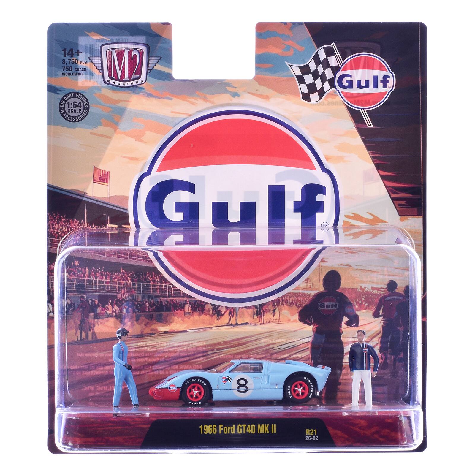 DUe 0236 14+ 3,750 PCS M2 750 SEARS WORLDWIDE MAGHINE DIE-CAST 1:64 FIGURES - SCALE REGESSORIE Gulf o.coniMSM Gulf uH CNA Su FTOU le 8 LALLS OPRETEA 1966 Ford GT40 MK II R21 28-02