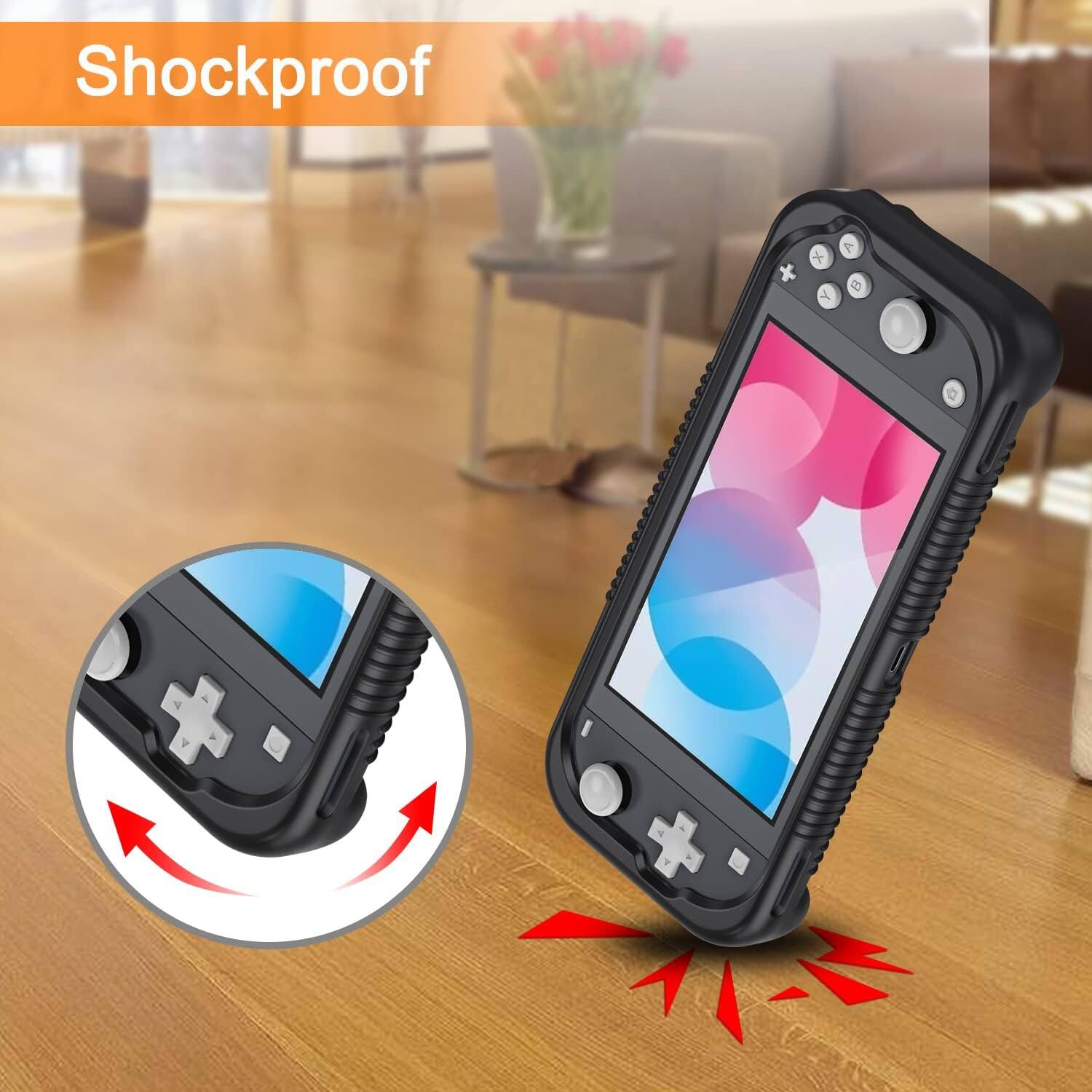 Alt View 2. Fintie - Soft Silicone Protective Case for Nintendo Switch Lite 2019, Ergonomic Grip, Anti-Slip, Lightweight Grip Case Cover - Black.