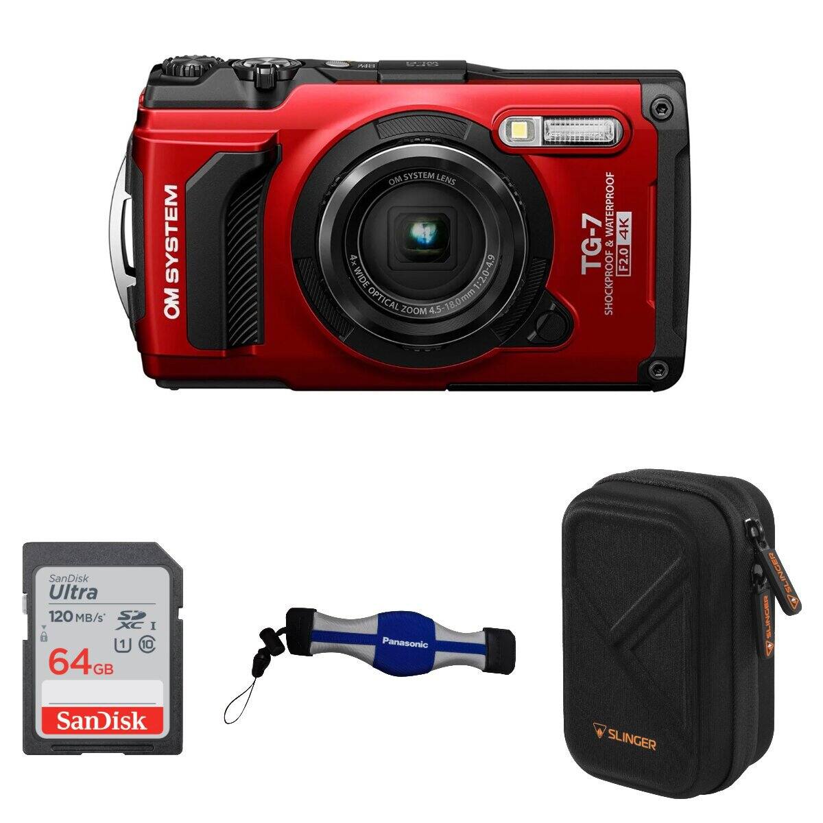 Bundle OM System Tough TG 7 Digital Camera + SD Card, Camera Case and ...
