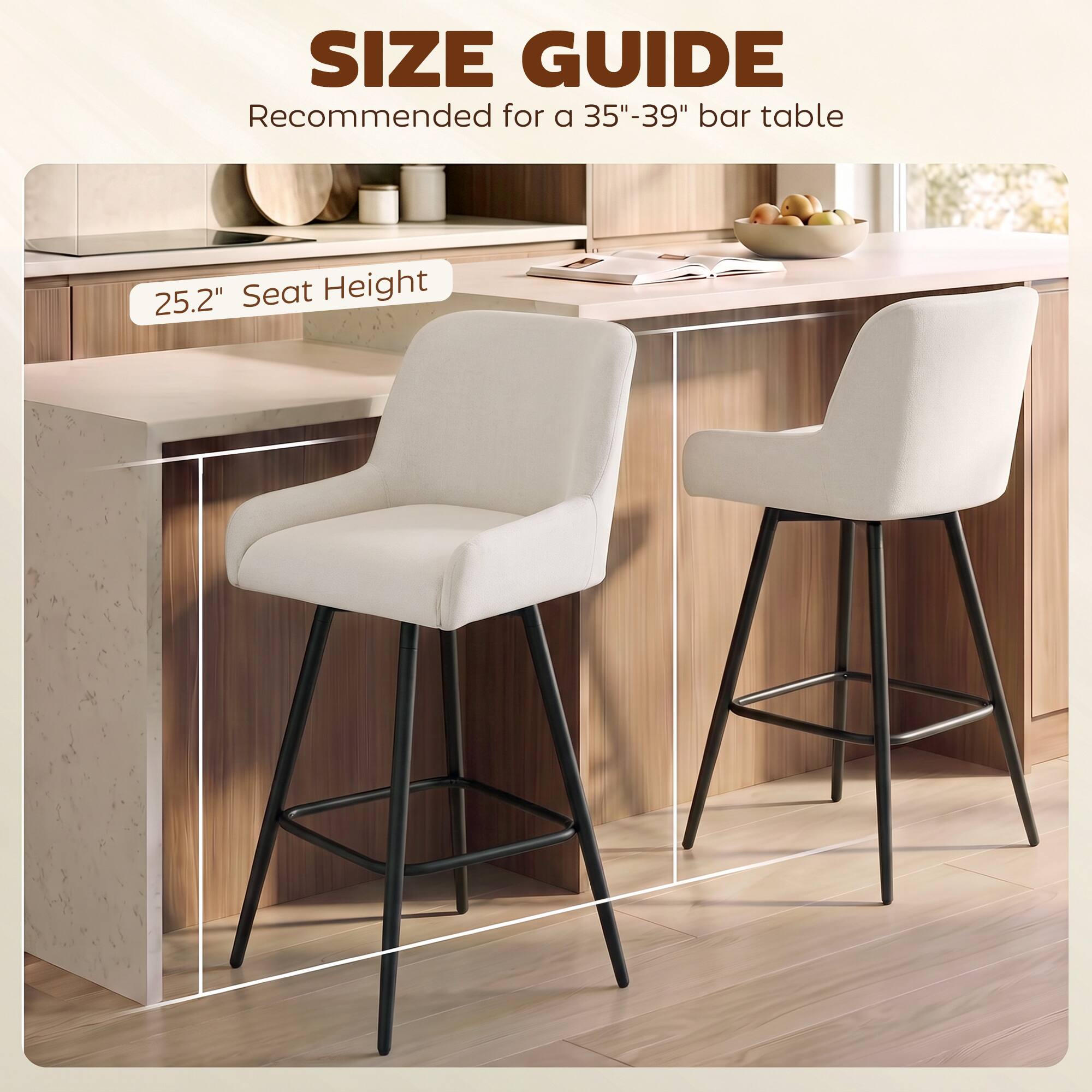 SIZE GUIDE  
Recommended for a 35"-39" bar table  
25.2" Seat Height