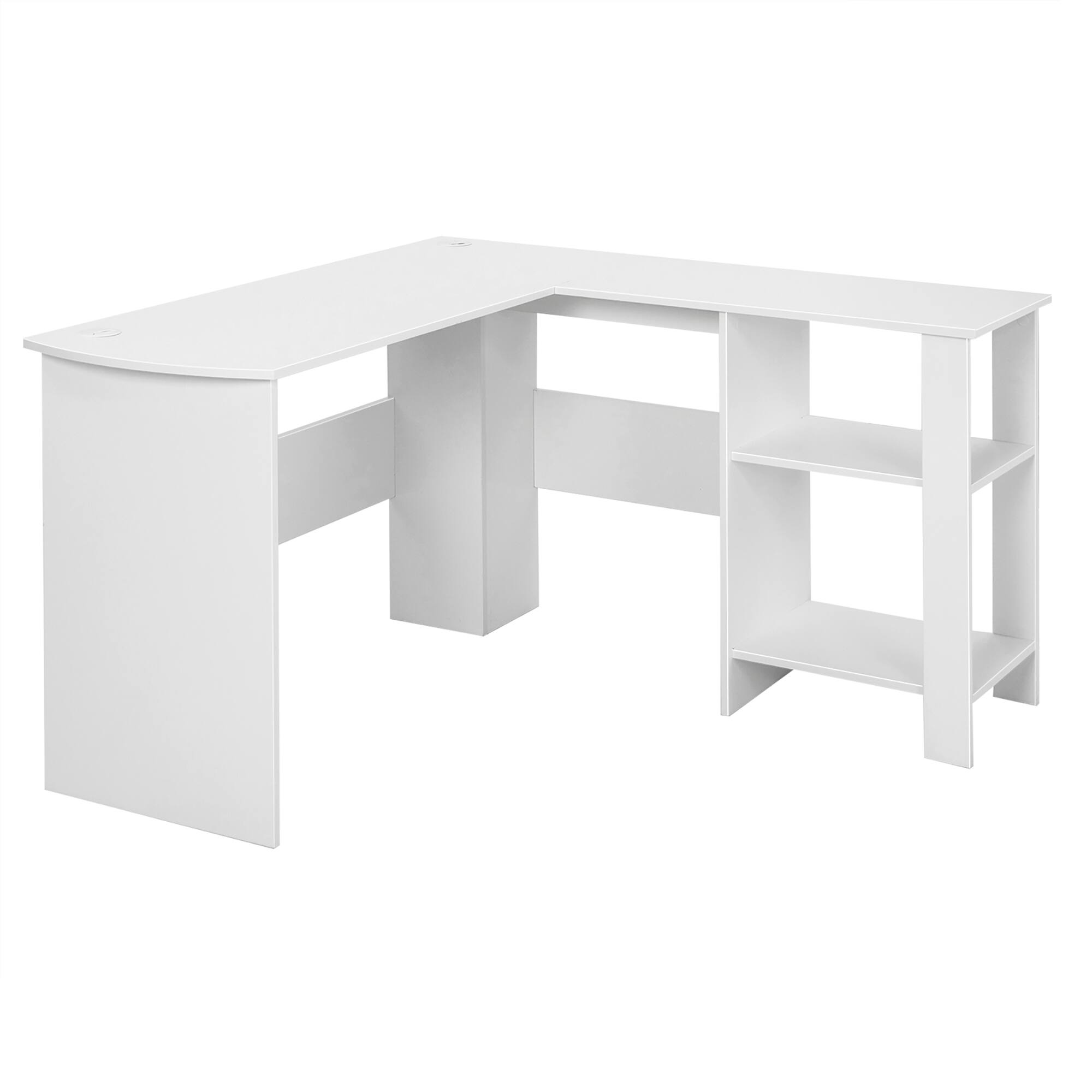 Angle. Costway - Costway L-shaped Corner Computer Desk Home Office Writing Workstation with Storage Shelves White - White.