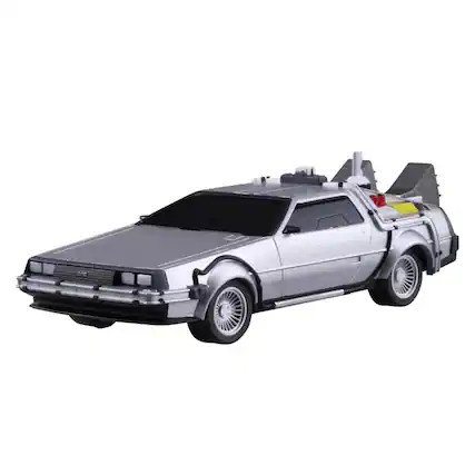 Front. Aoshima - Back to the Future 2 Pullback DeLorean 1/43 Scale Model Kit - Silver.