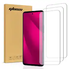 Front. RomeTech - Rome Tech Tempered Glass for T-Mobile REVVL 7 Pro - 3 Pack - Transparent.