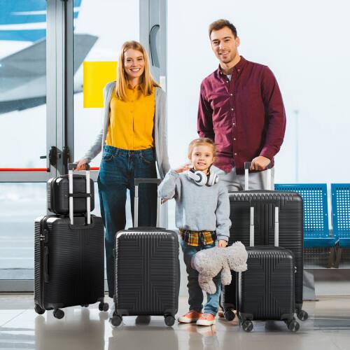 Alt View 9. Winado - 12"/16"/20"/24"/28" Carry on 5 Piece PP Hardside Luggage Suitcase Set with Built-in Lock Spinner Wheels Travel Business - Black.