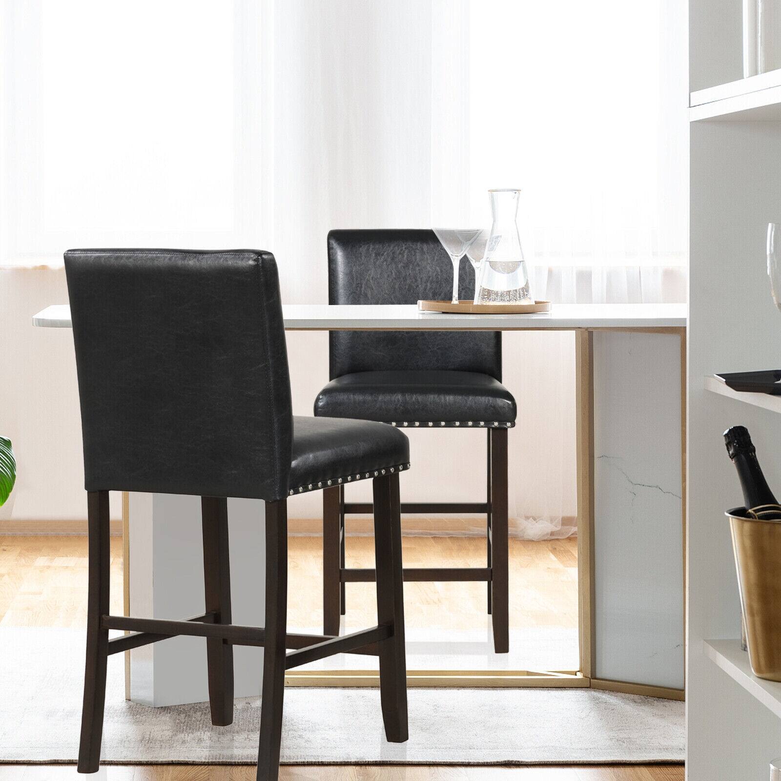 Alt View 8. Ecooso - Set of 2 Bar Stools with Back for Kitchen Island and Counter Seating - Black.