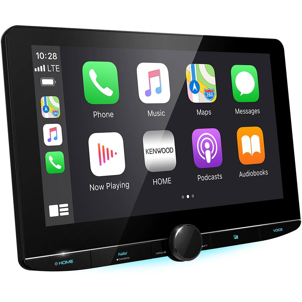 10:28 LTE  
Phone Music Maps Messages  
KENWOOD Now Playing HOME Podcasts Audiobooks  
VOICE HOME NAV CAMERA MENU