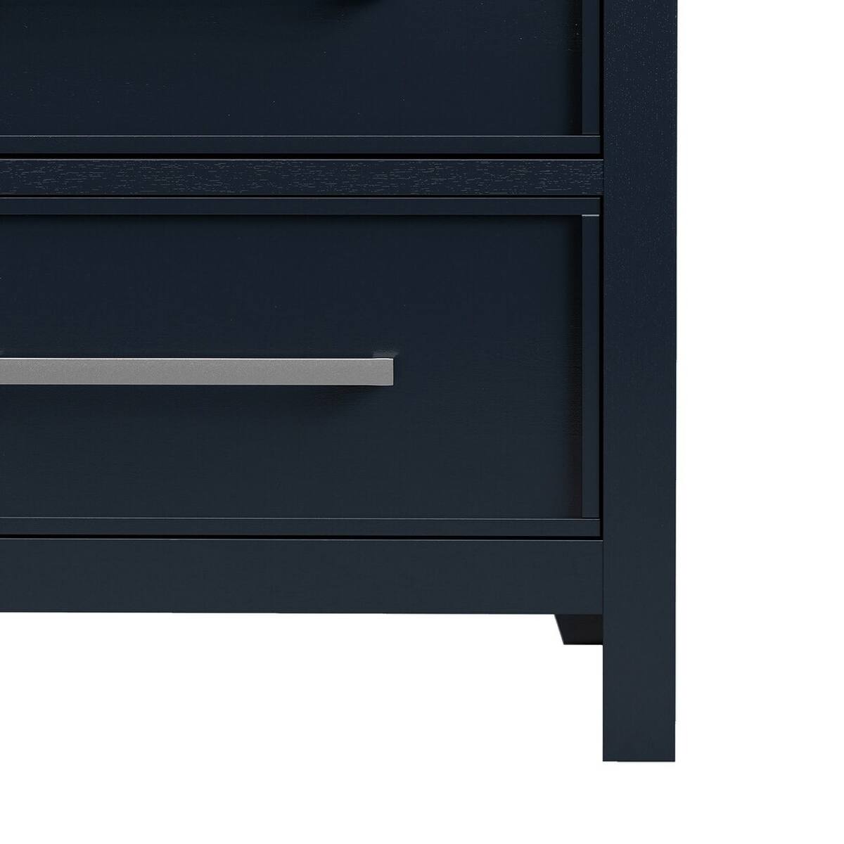 Alt View 4. Loheer - Loheer Modern Farmhouse Nightstand, Two-Tone Blue and Dark Brown, Two Drawers - Blue and Dark Brown.