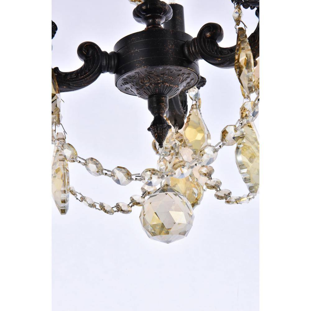 Alt View 3. Elegant Lighting - Lillie 3 light Dark Bronze Pendant Clear Royal Cut Crystal - Dark Bronze.