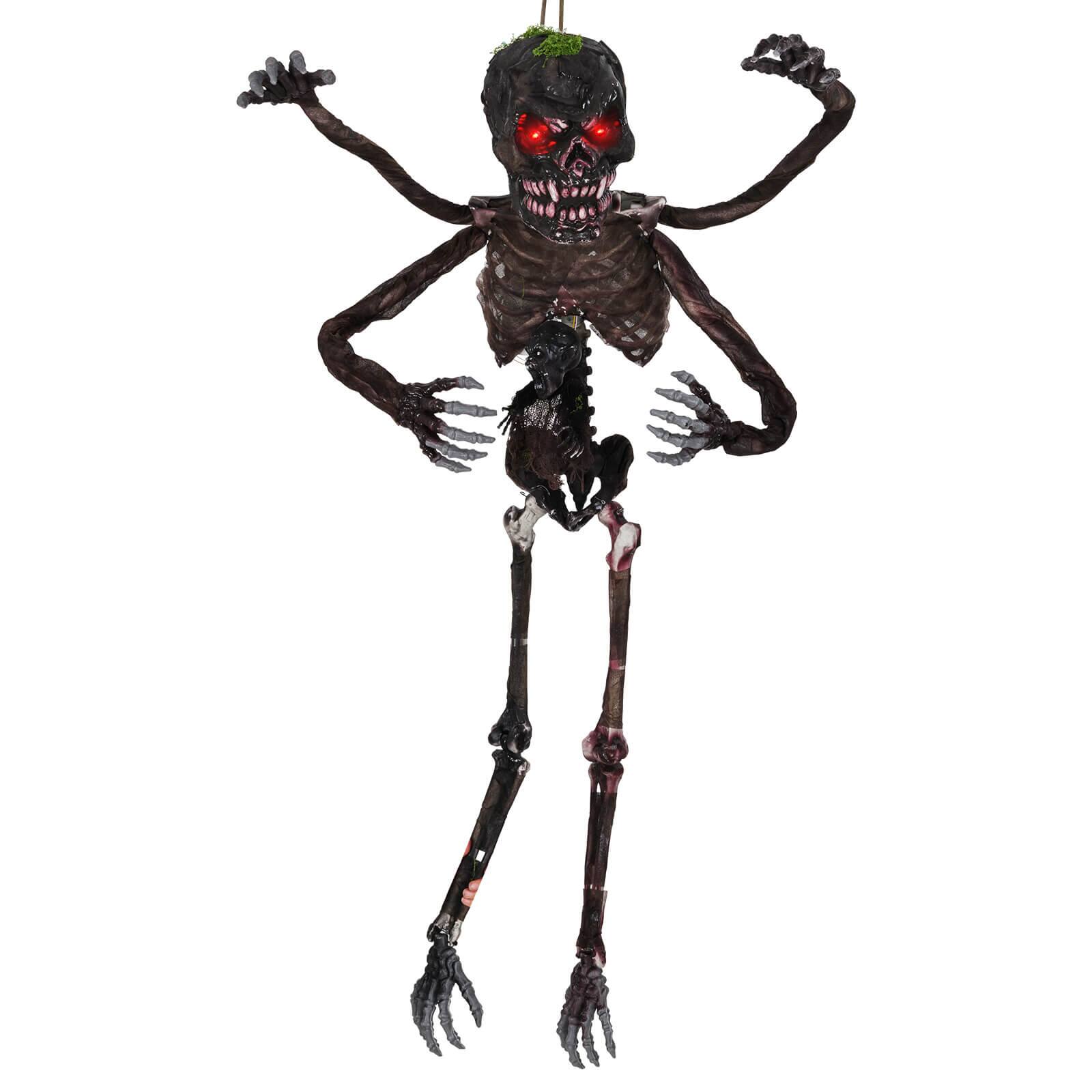 Alt View 9. Costway - Costway 6 FT Animated Halloween Decoration Hanging Zombie Light-up Eyes Poseable Arms - Black.