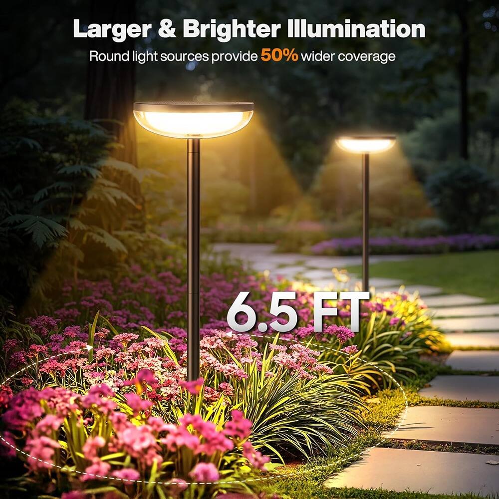 Larger & Brighter Illumination  
Round light sources provide 50% wider coverage  

6.5 FT