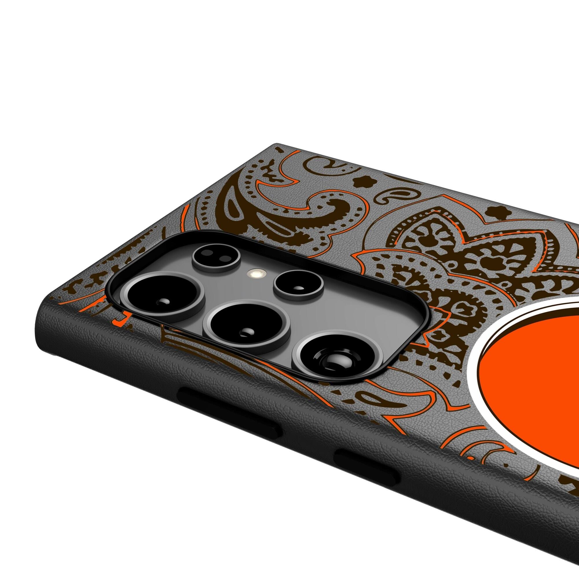 Alt View 3. Keyscaper - Cleveland Browns Paisley Galaxy Magnetic Bump Case - S25 - Black.