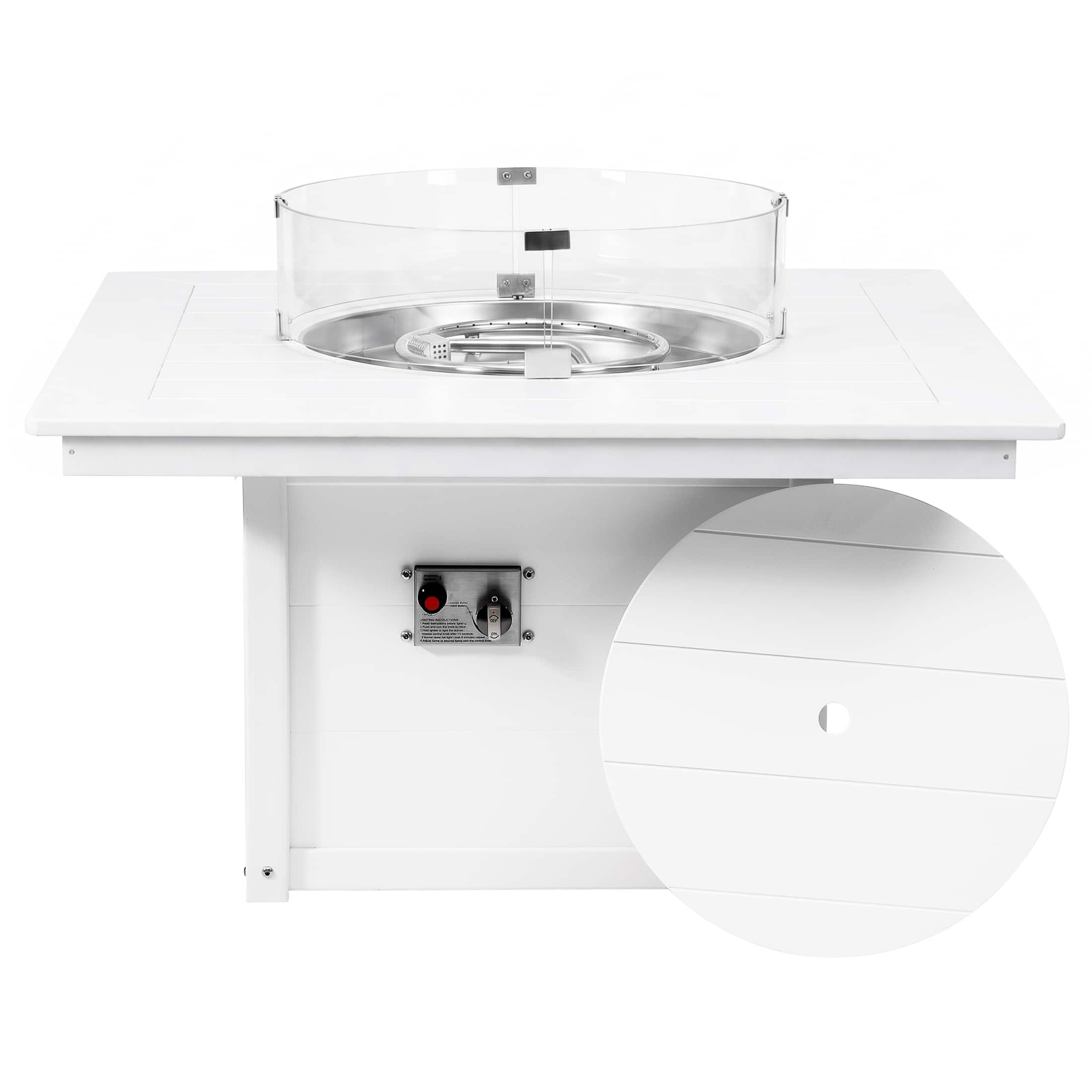WestinTrends - Helios 42" Modern Outdoor Patio Propane Square Fire Pit Table - White