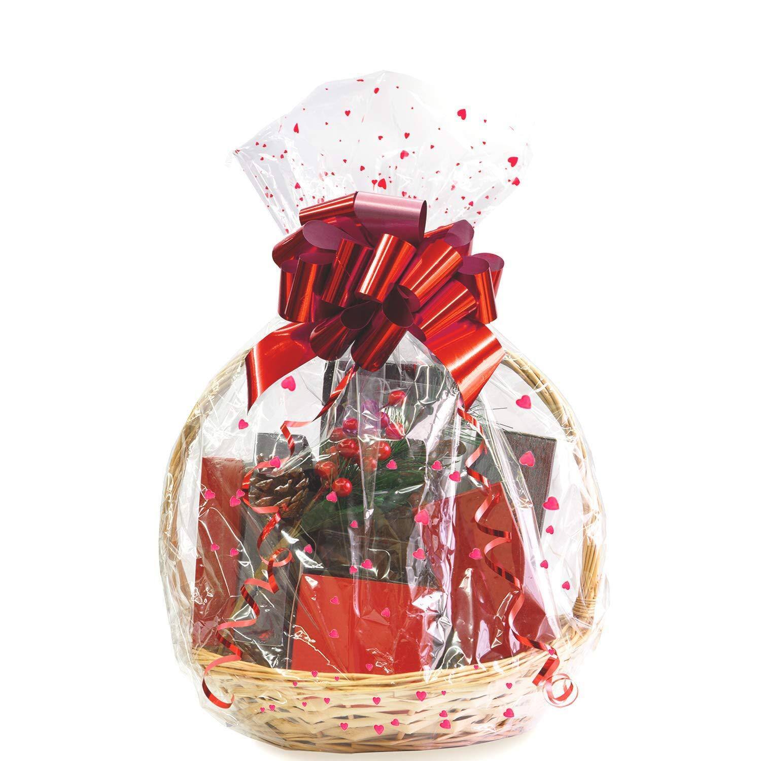 Front. Paradigms Interiors - Clear Basket Bags Inches Large Cellophane Printed Wrap For Gift Baskets - Default.