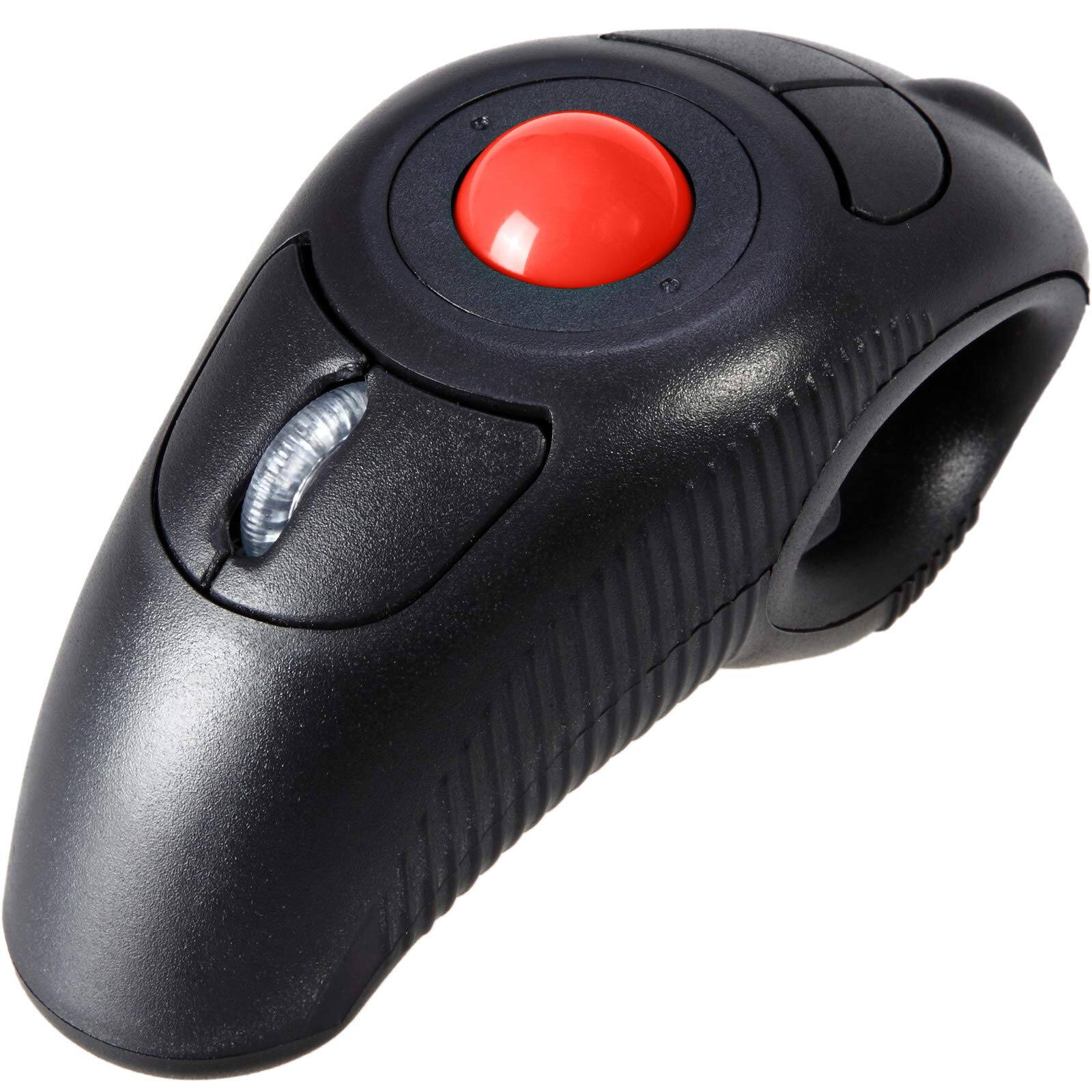 Comfort Essence - Trackball Finger Handheld Usb Wireless Mouse For Pc Laptop Left And Right Handed User - Wireless - Black Wireless Red TrackBall